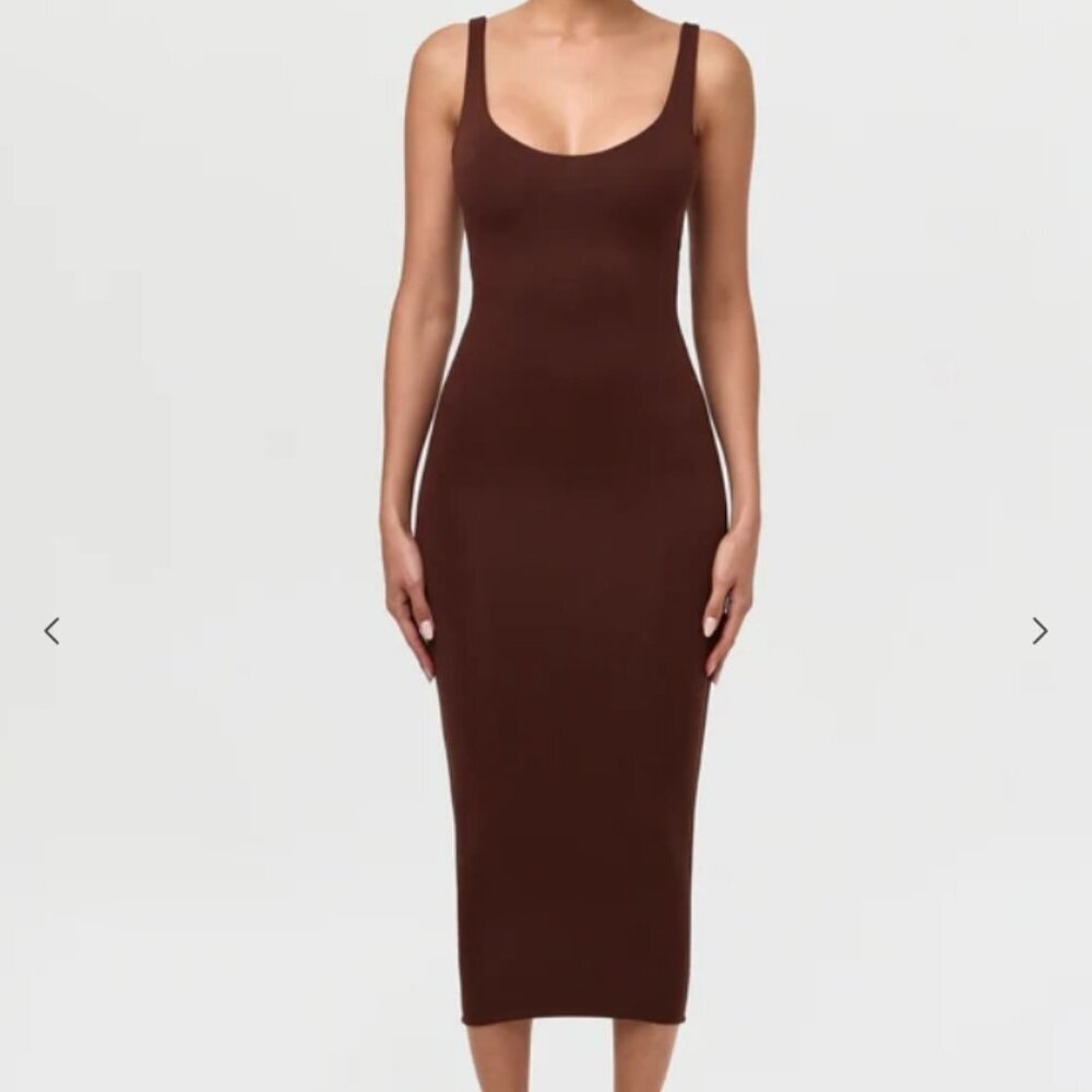 Naked Wardrobe Sculpt Tank Midi Brown Dress Size 3X
